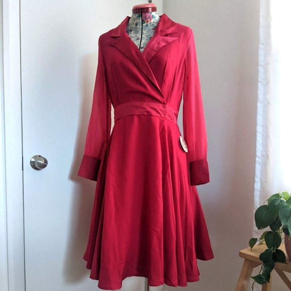 Timeless London Dresses & Skirts - Timeless London burgundy swing dress